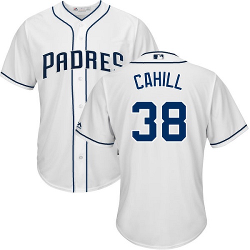 Padres #38 Trevor Cahill White Cool Base Stitched Youth MLB Jersey