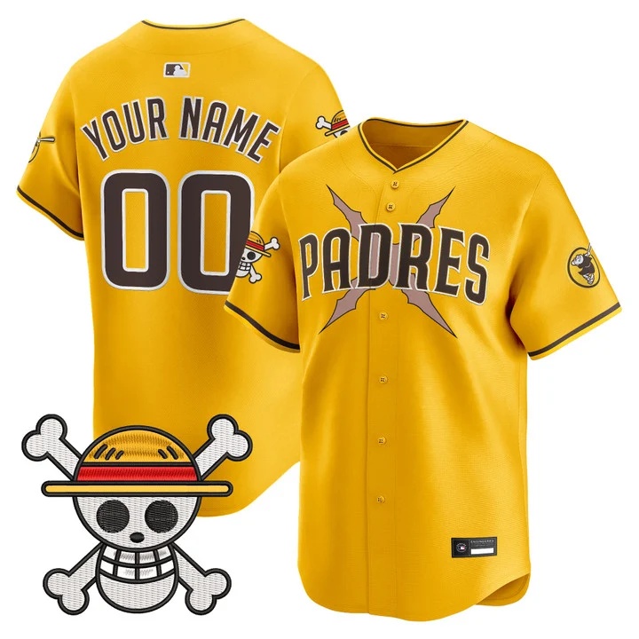 Padres x One Piece Vapor Premier Limited Custom Jersey gold
