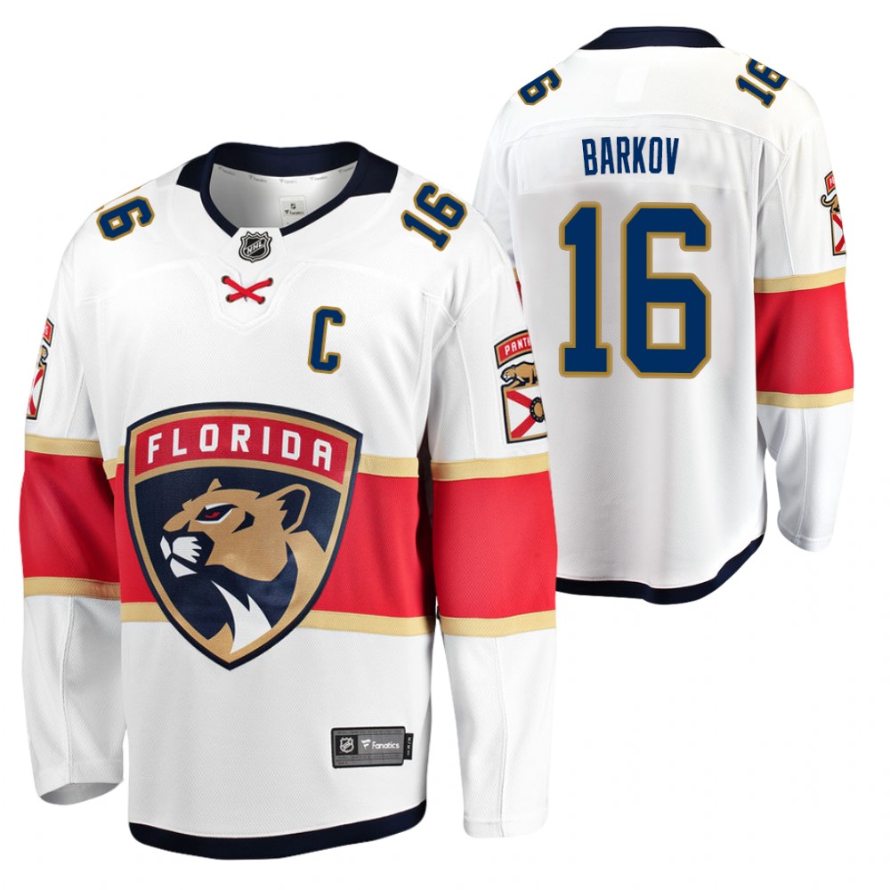 Panthers #16 Aleksander Barkov White 2021 Away Jersey