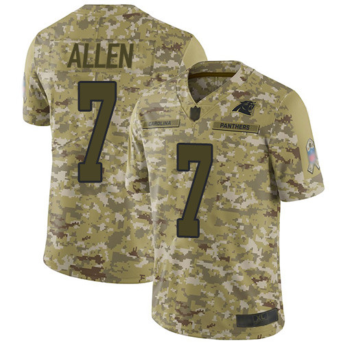 Panthers #7 Kyle Allen Camo Youth Stitched Football Limited 2018 Salute to Service Jersey