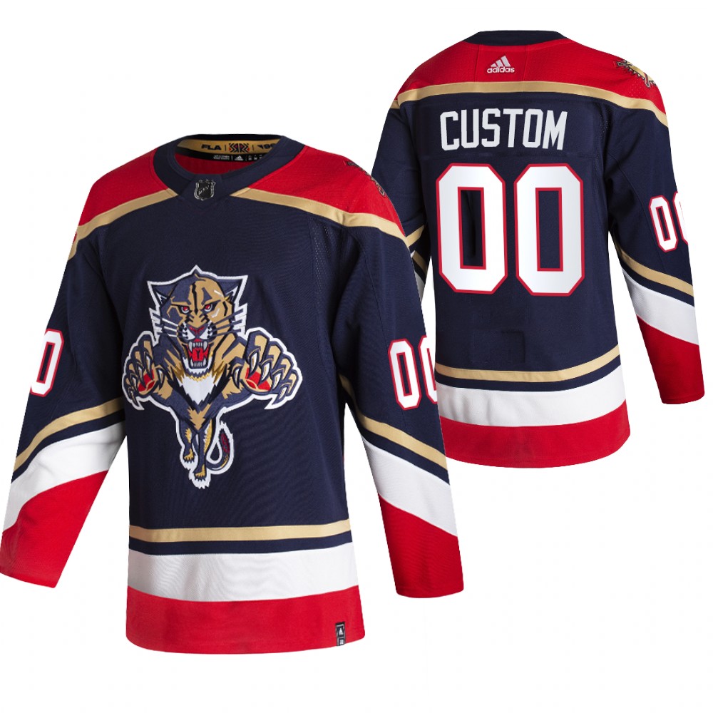 Panthers 2021 Reverse Retro #00 Custom Navy Jersey Authentic