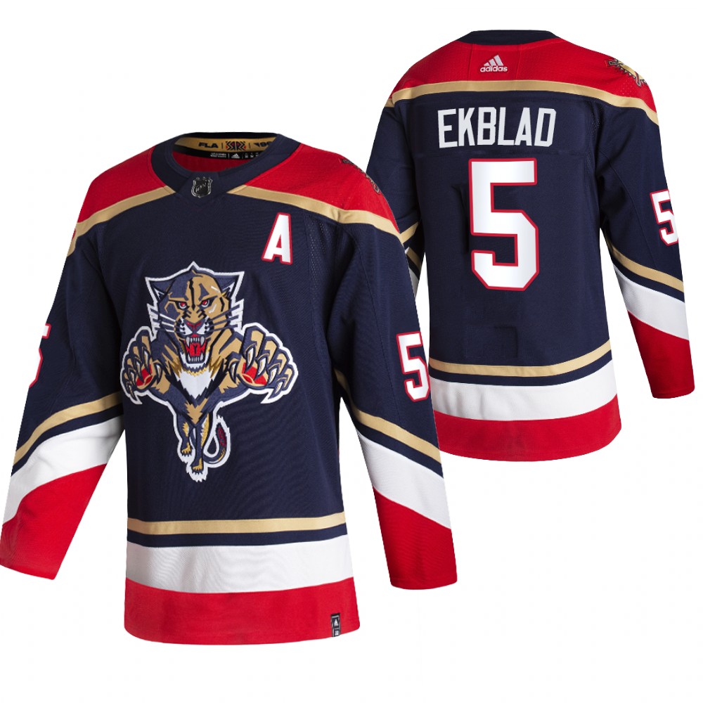 Panthers 2021 Reverse Retro #5 aaron ekblad Navy Jersey Authentic