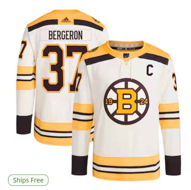 Patrice Bergeron Boston Bruins adidas Alternate Primegreen Authentic Player Jersey - Cream