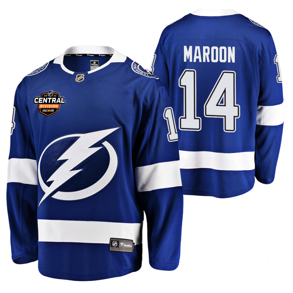 Patrick Maroon Lightning 2021 Central Division Patch Jersey Blue Home