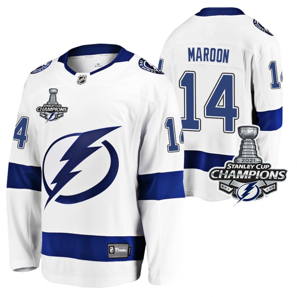 Patrick Maroon Lightning 2021 Stanley Cup Champions White Away Jersey