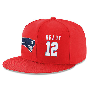 Patriots 12 Tom Brady Red Adjustable Hat
