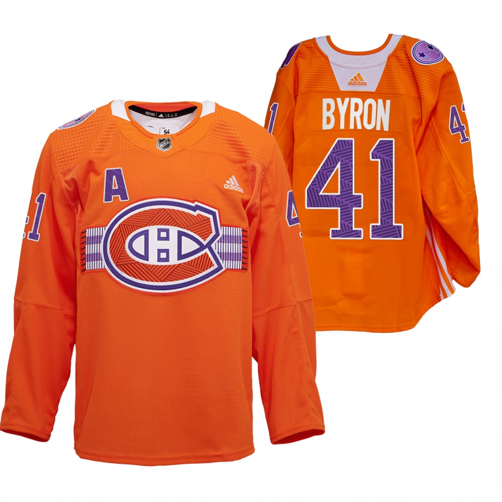 Paul Byron Les Canadiens Indigenous Celebration Night Jersey Orange Warmup