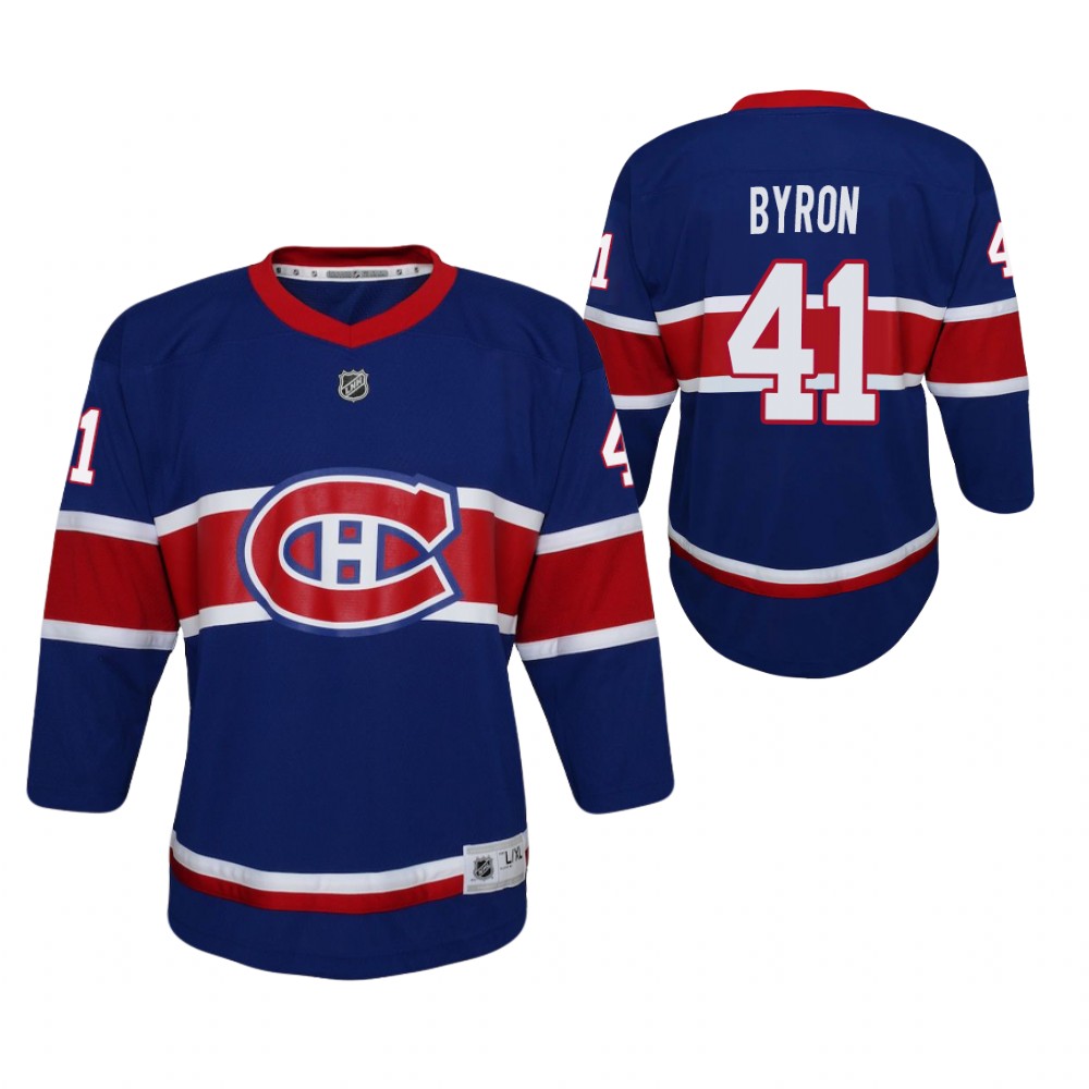 Paul Byron Montreal Canadiens 2021 Reverse Retro Royal Youth Jersey Special Edition