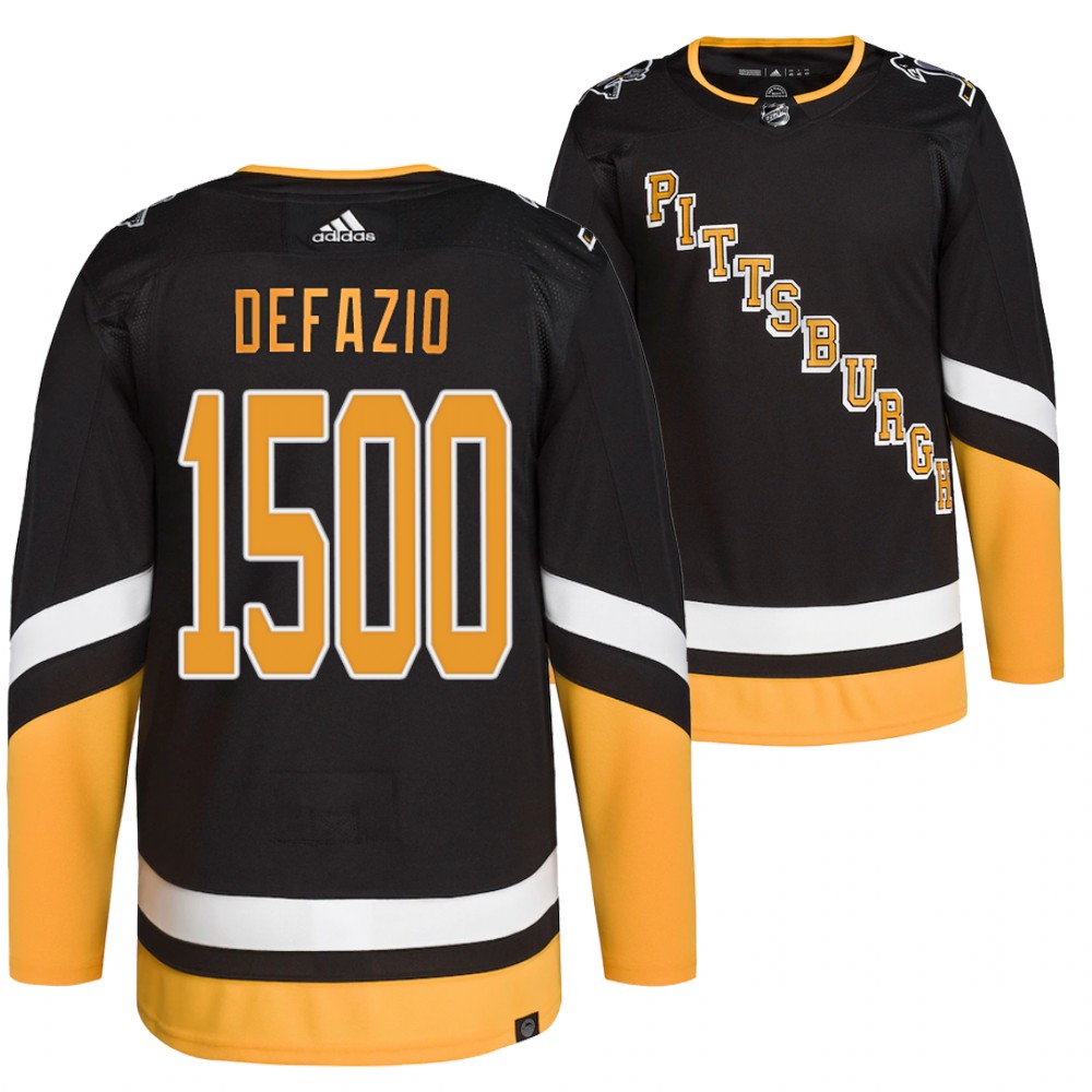Paul DeFazio Jersey Pittsburgh Penguins 1500th Professional NHL games Black Commemorative Edition