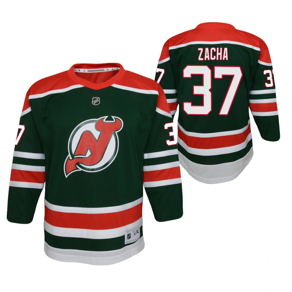 Pavel Zacha New Jersey Devils 2021 Reverse Retro Green Youth Jersey Special Edition
