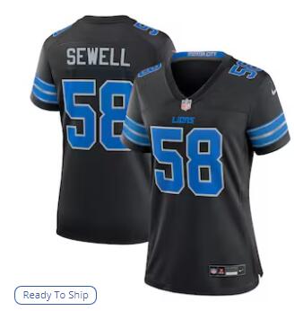 Penei Sewell Detroit Lions Nike Women's 2nd Alternate Game Jersey - Black