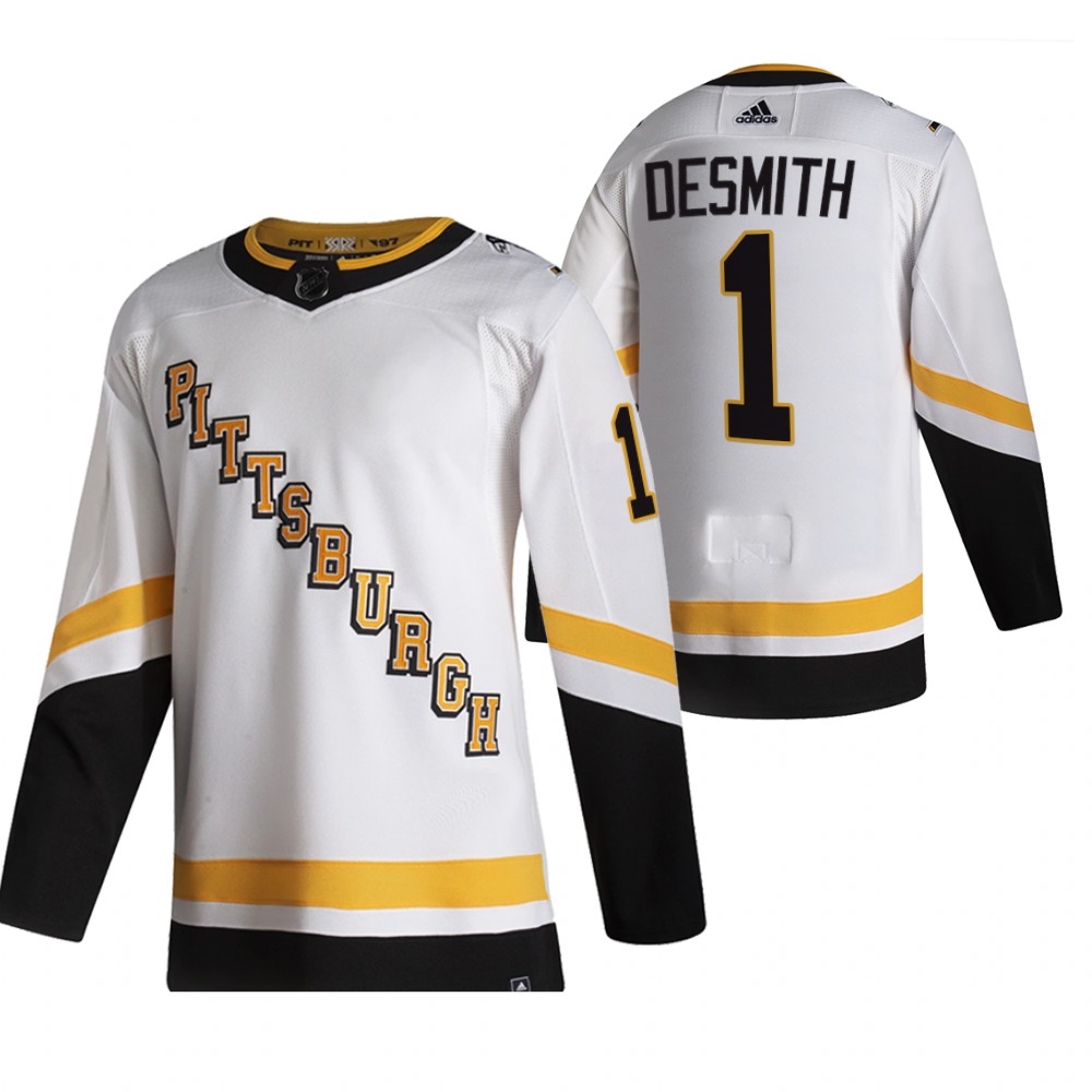 Penguins 2021 Reverse Retro #1 Casey DeSmith White Jersey Authentic