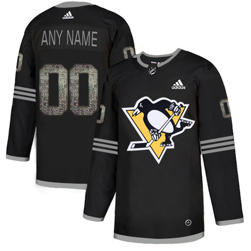 Penguins Black Shadow Logo Print Men's Customized Adidas Jersey