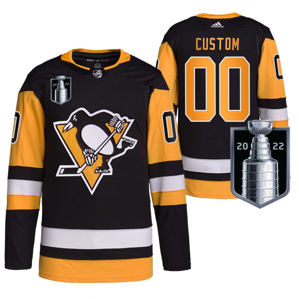 Penguins Custom 2022 Stanley Cup Playoffs Black Jersey Authentic Pro
