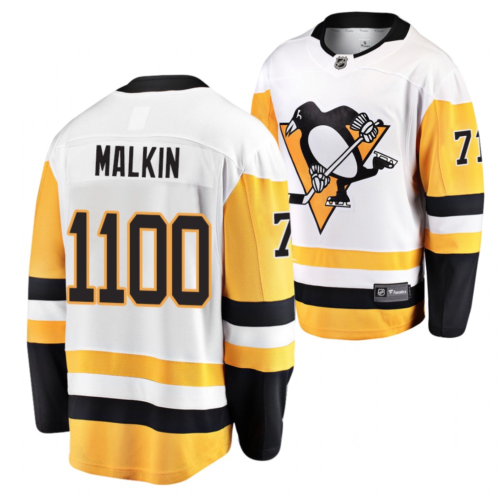 Penguins Evgeni Malkin Jersey 1100 Career points White Special Edition Men