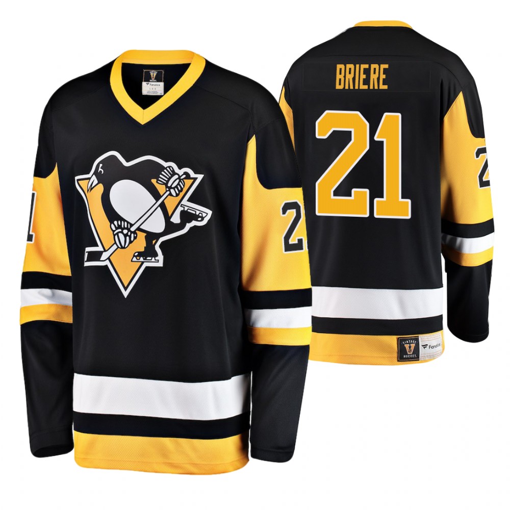 Penguins Michel Briere Black Premier Breakaway Player Heritage Jersey