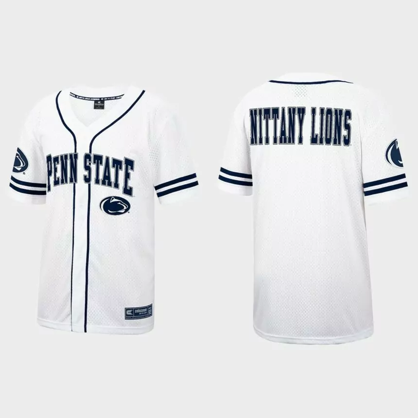 Penn State Nittany Lions Free Spirited Baseball Jersey – White Navy
