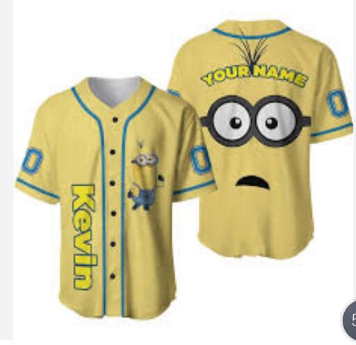 Personalized Minions Yellow Kevin Baseball Jersey
