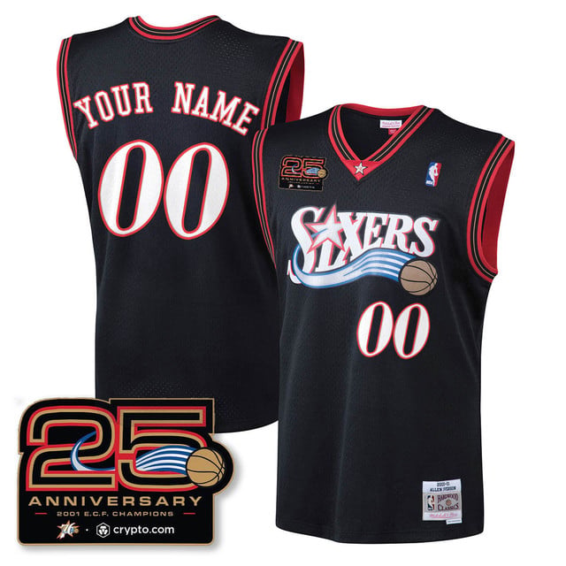 Philadelphia 76ers Throwbacks Celebrating 00-01 CUSTOM Jersey - 25th Anniversary BLACK