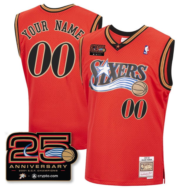 Philadelphia 76ers Throwbacks Celebrating 00-01 CUSTOM Jersey - 25th Anniversary RED