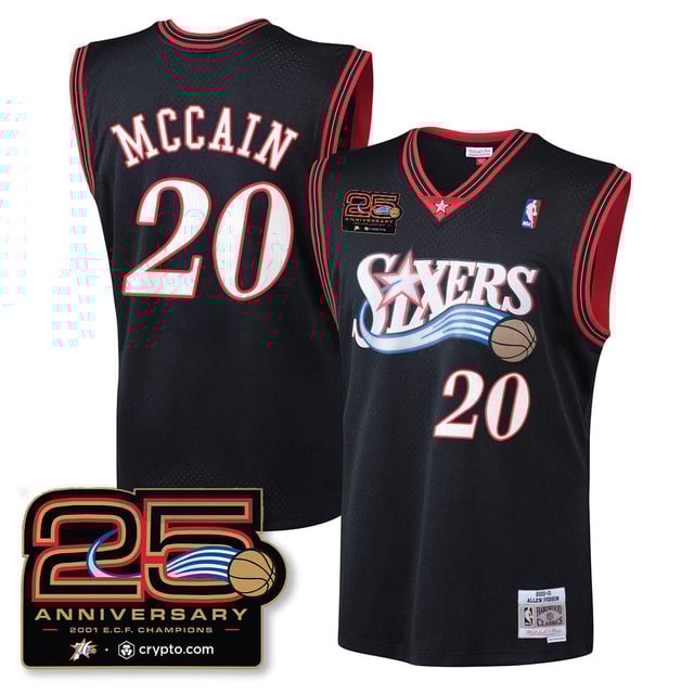 Philadelphia 76ers Throwbacks Celebrating 00-01 Jersey - 25th Anniversary BLACK#20 JARED MCCAIN