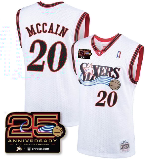 Philadelphia 76ers Throwbacks Celebrating 00-01 Jersey - 25th Anniversary WHITE#20 JARED MCCAIN