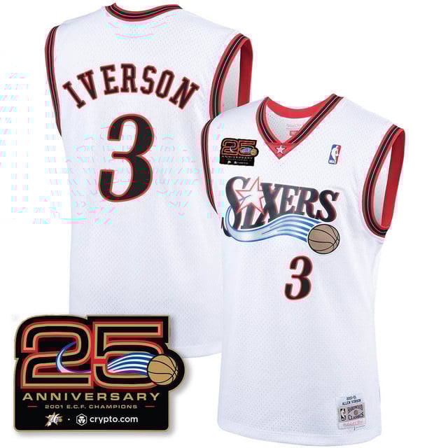 Philadelphia 76ers Throwbacks Celebrating 00-01 Jersey - 25th Anniversary WHITE#3 ALLEN LVERSON