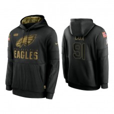 Philadelphia Eagles #91 Fletcher Cox Black 2020 Salute to Service Sideline Performance Pullover Hoodie