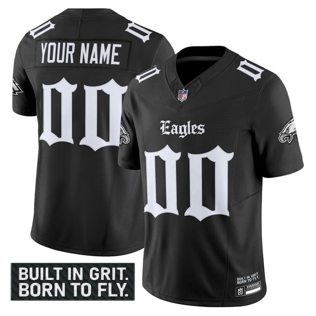 Philadelphia Eagles 'Gothic Philly Edition' Vapor Limited Custom Jersey V2 - All Stitched Youth Black custom