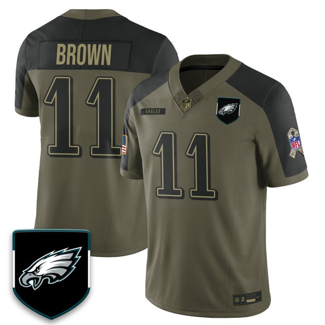 Philadelphia Eagles 2025 Salute to Service Limited Jersey olive #11 A.J. Brown