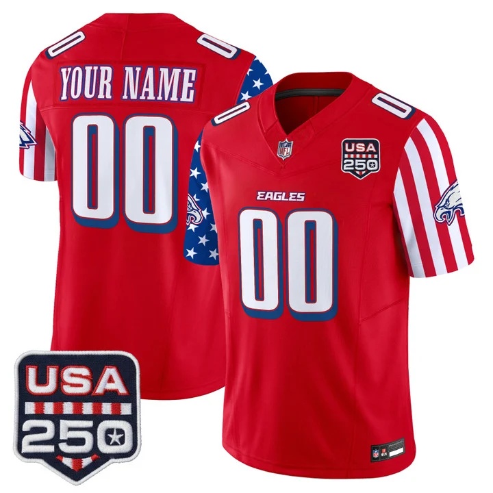 Philadelphia Eagles America 250 Edition Vapor Limited Custom Jersey RED