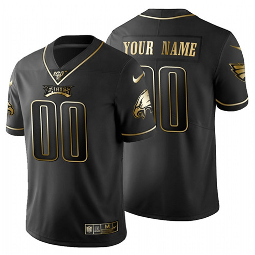 Philadelphia Eagles Custom Men's Nike Black Golden Limited NFL 100 Jersey