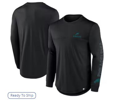 Philadelphia Eagles Fanatics Blackout Long Sleeve T-Shirt - Black