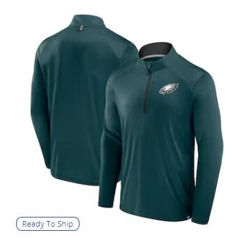 Philadelphia Eagles Fanatics Defender Long Sleeve Quarter-Zip Jacket - Midnight Green