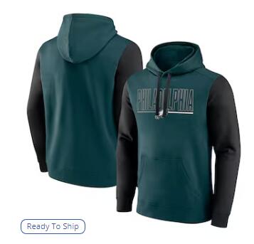 Philadelphia Eagles Fanatics Outline Pullover Hoodie Midnight GreenBlacks