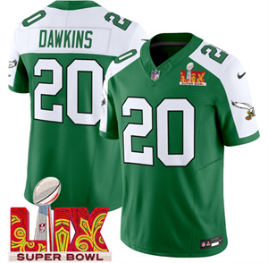 Philadelphia Eagles Kelly Green Super Bowl LIX Patch Vapor Limited Football  Jersey - All Stitched  Kelly Alternate Brian Dawkins