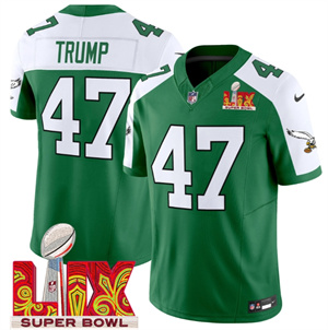 Philadelphia Eagles Kelly Green Super Bowl LIX Patch Vapor Limited Football  Jersey - All Stitched  Kelly Alternate Donald Trump