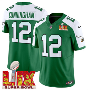 Philadelphia Eagles Kelly Green Super Bowl LIX Patch Vapor Limited Football  Jersey - All Stitched  Kelly Alternate Randall Cunningham