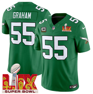 Philadelphia Eagles Kelly Green Super Bowl LIX Patch Vapor Limited Football  Jersey - All Stitched  Kelly Green Brandon Graham