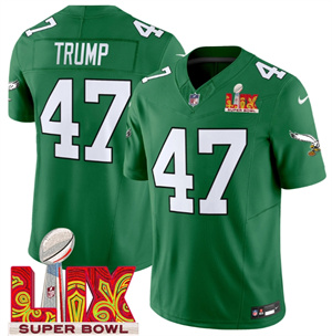 Philadelphia Eagles Kelly Green Super Bowl LIX Patch Vapor Limited Football  Jersey - All Stitched  Kelly Green Donald Trump