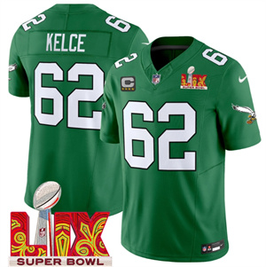 Philadelphia Eagles Kelly Green Super Bowl LIX Patch Vapor Limited Football  Jersey - All Stitched  Kelly Green Jason Kelce
