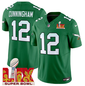 Philadelphia Eagles Kelly Green Super Bowl LIX Patch Vapor Limited Football  Jersey - All Stitched  Kelly Green Randall Cunningham