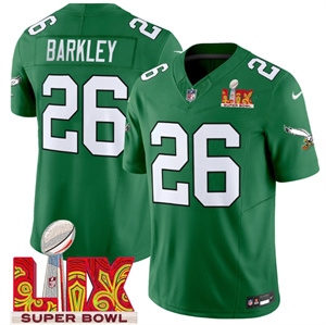 Philadelphia Eagles Kelly Green Super Bowl LIX Patch Vapor Limited Football  Jersey - All Stitched  Kelly Green Saquon Barkley