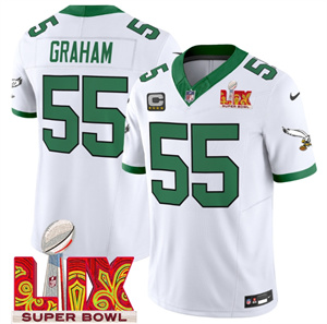 Philadelphia Eagles Kelly Green Super Bowl LIX Patch Vapor Limited Football  Jersey - All Stitched  Kelly White Brandon Graham