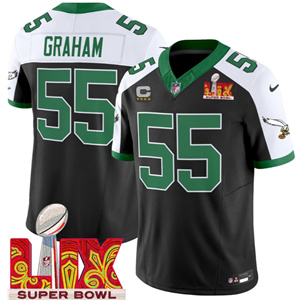 Philadelphia Eagles Kelly Green Super Bowl LIX Patch Vapor Limited Football  Jersey - All Stitched Black Alternate Brandon Graham