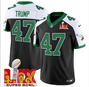 Philadelphia Eagles Kelly Green Super Bowl LIX Patch Vapor Limited Football  Jersey - All Stitched Black Alternate Donald Trump