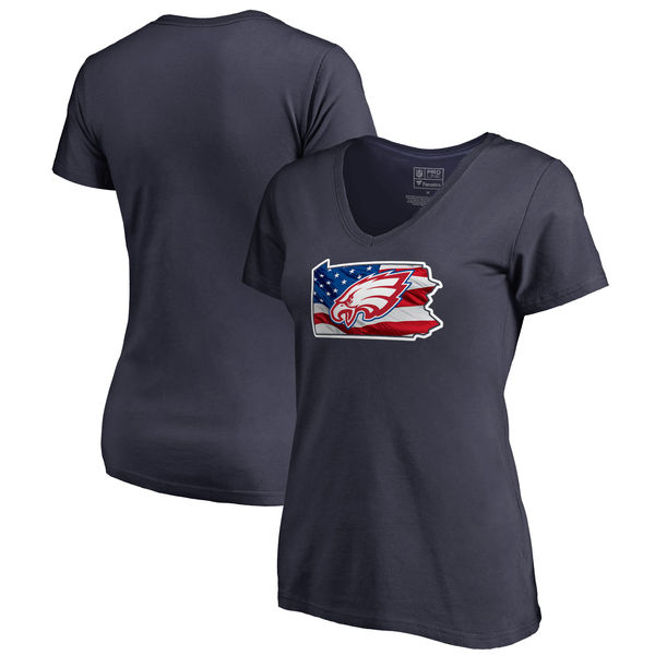 Philadelphia Eagles Navy Women's NFL Pro Line By Fanatics Branded Banner State T-Shirt