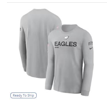 Philadelphia Eagles Nike 2024 Salute To Service Long Sleeve T-Shirt - Gray