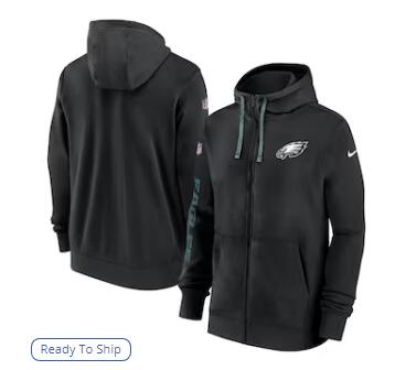 Philadelphia Eagles Nike 2024 Sideline Club Full-Zip Hoodie - Black