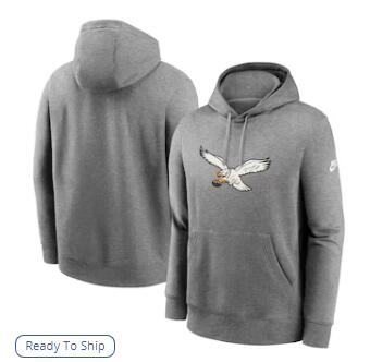 Philadelphia Eagles Nike Rewind Club Logo Pullover Hoodie - Heather Gray